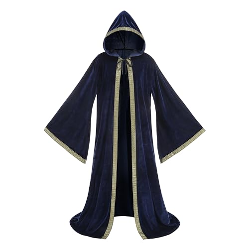GRAJTCIN Unisex Samt Zauberer Robe Zauberer Umhang Cosplay Renaissance Kostüm Halloween, Blau, 63 Inches GRAJTCIN Unisex Samt Zauberer Robe Zauberer Umhang Cosplay Renaissance Kostüm Halloween, Blau, 63 Inches von GRAJTCIN