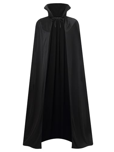 GRAJTCIN Vampirkostüm, Halloween, Vampirumhang, Erwachsene, zweiseitig, wendbar, hoher Kragen, Magier, Kapuzenumhang, Schwarz, 150cm/ 59" GRAJTCIN Vampirkostüm, Halloween, Vampirumhang, Erwachsene, zweiseitig, wendbar, hoher Kragen, Magier, Kapuzenumhang, Schwarz, 150cm/ 59" von GRAJTCIN