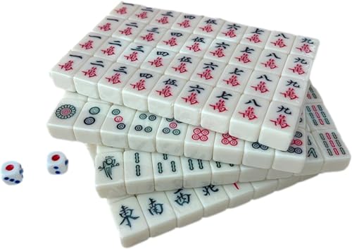 GRARRO Chinesisches Mahjong-Spielset, Mahjong Set Mit Arabischen Ziffern - Traditionelles, tragbares Mahjong für Reisen.Tragbares Tischspiel Für Die Familienfreizeit (Weiß) von GRARRO