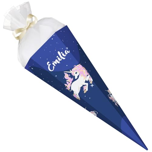 GRAVURZEILE - Bedruckte Schultüte - Einhorn - Personalisiert mit Namen - Geschenk zur Einschulung - Sechseckige Zuckertüte für Jungen & Mädchen - 61 cm mit Tüll-Verschluss - Farbe: Einhorn GRAVURZEILE - Bedruckte Schultüte - Einhorn - Personalisiert mit Namen - Geschenk zur Einschulung - Sechseckige Zuckertüte für Jungen & Mädchen - 61 cm mit Tüll-Verschluss - Farbe: Einhorn von GRAVURZEILE
