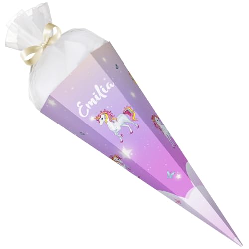 GRAVURZEILE - Bedruckte Schultüte - Einhorn Rosa - Personalisiert mit Namen - Geschenk zur Einschulung - Sechseckige Zuckertüte für Jungen & Mädchen - 61 cm mit Tüll-Verschluss - Farbe: Einhorn Rosa GRAVURZEILE - Bedruckte Schultüte - Einhorn Rosa - Personalisiert mit Namen - Geschenk zur Einschulung - Sechseckige Zuckertüte für Jungen & Mädchen - 61 cm mit Tüll-Verschluss - Farbe: Einhorn Rosa von GRAVURZEILE