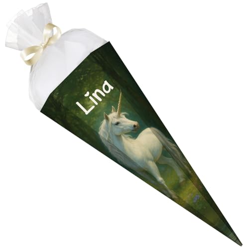 GRAVURZEILE - Bedruckte Schultüte - Einhorn Wald - Personalisiert mit Namen - Geschenk zur Einschulung - Sechseckige Zuckertüte für Jungen & Mädchen - 61 cm mit Tüll-Verschluss - Farbe: Einhorn Wald GRAVURZEILE - Bedruckte Schultüte - Einhorn Wald - Personalisiert mit Namen - Geschenk zur Einschulung - Sechseckige Zuckertüte für Jungen & Mädchen - 61 cm mit Tüll-Verschluss - Farbe: Einhorn Wald von GRAVURZEILE