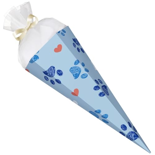 GRAVURZEILE - Bedruckte Schultüte - Muster Hundepfote - Rohling mit versch. Motiven zum basteln - Geschenk zur Einschulung - Sechseckige Zuckertüte für Jungen & Mädchen - 61 cm mit Tüll-Verschluss GRAVURZEILE - Bedruckte Schultüte - Muster Hundepfote - Rohling mit versch. Motiven zum basteln - Geschenk zur Einschulung - Sechseckige Zuckertüte für Jungen & Mädchen - 61 cm mit Tüll-Verschluss von GRAVURZEILE