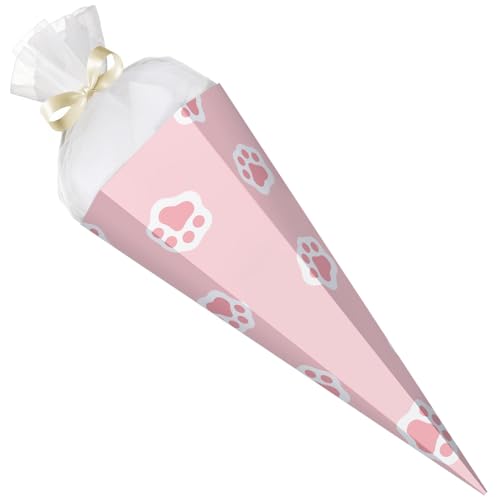 GRAVURZEILE - Bedruckte Schultüte - Muster Katzenpfote - Rohling mit versch. Motiven zum basteln - Geschenk zur Einschulung - Sechseckige Zuckertüte für Jungen & Mädchen - 61 cm mit Tüll-Verschluss GRAVURZEILE - Bedruckte Schultüte - Muster Katzenpfote - Rohling mit versch. Motiven zum basteln - Geschenk zur Einschulung - Sechseckige Zuckertüte für Jungen & Mädchen - 61 cm mit Tüll-Verschluss von GRAVURZEILE