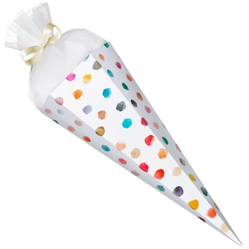 GRAVURZEILE - Bedruckte Schultüte - Muster Punkte - Rohling mit versch. Motiven zum basteln - Geschenk zur Einschulung - Sechseckige Zuckertüte für Jungen & Mädchen - 61 cm mit Tüll-Verschluss GRAVURZEILE - Bedruckte Schultüte - Muster Punkte - Rohling mit versch. Motiven zum basteln - Geschenk zur Einschulung - Sechseckige Zuckertüte für Jungen & Mädchen - 61 cm mit Tüll-Verschluss von GRAVURZEILE