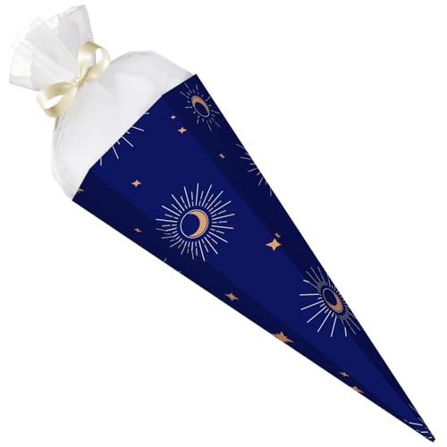 GRAVURZEILE - Bedruckte Schultüte - Muster Sonne & Mond - Rohling mit versch. Motiven zum basteln - Geschenk zur Einschulung - Sechseckige Zuckertüte für Jungen & Mädchen - 61 cm mit Tüll-Verschluss GRAVURZEILE - Bedruckte Schultüte - Muster Sonne & Mond - Rohling mit versch. Motiven zum basteln - Geschenk zur Einschulung - Sechseckige Zuckertüte für Jungen & Mädchen - 61 cm mit Tüll-Verschluss von GRAVURZEILE