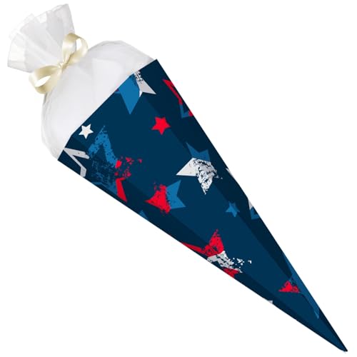 GRAVURZEILE - Bedruckte Schultüte - Muster Sterne - Rohling mit versch. Motiven zum basteln - Geschenk zur Einschulung - Sechseckige Zuckertüte für Jungen & Mädchen - 61 cm mit Tüll-Verschluss GRAVURZEILE - Bedruckte Schultüte - Muster Sterne - Rohling mit versch. Motiven zum basteln - Geschenk zur Einschulung - Sechseckige Zuckertüte für Jungen & Mädchen - 61 cm mit Tüll-Verschluss von GRAVURZEILE