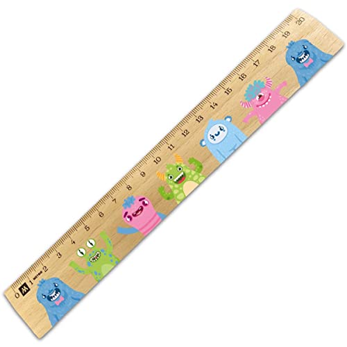 GRAVURZEILE Lineal zur Einschulung im Monster Design - 20 cm Holz Lineal - Geschenk für den Schulanfang oder zur Schuleinführung - für Jungen und Mädchen von GRAVURZEILE