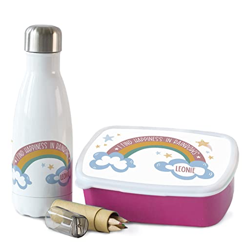 GRAZDesign Brotdose und Trinkflasche Set für Mädchen mit Namen | personalisierte Brotdose mit Trennwand Kunststoff Trinkflasche aus Edelstahl 350ml | Geschenk zur Einschulung GRAZDesign Brotdose und Trinkflasche Set für Mädchen mit Namen | personalisierte Brotdose mit Trennwand Kunststoff Trinkflasche aus Edelstahl 350ml | Geschenk zur Einschulung von GRAZDesign