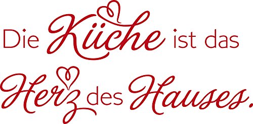 GRAZDesign Wandtattoo Küche ist das Herz des Hauses | Küchenaufkleber selbstklebend Sprüche - 81x40cm / 031 rot von GRAZDesign