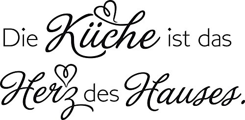 GRAZDesign Wandtattoo Küche ist das Herz des Hauses | Küchenaufkleber selbstklebend Sprüche - 81x40cm / 070 schwarz von GRAZDesign