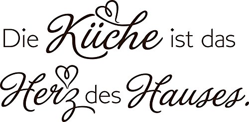 GRAZDesign Wandtattoo Küche ist das Herz des Hauses | Küchenaufkleber selbstklebend Sprüche - 81x40cm / 080 braun von GRAZDesign