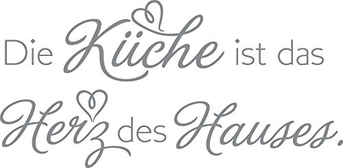 GRAZDesign Wandtattoo Küche ist das Herz des Hauses | Küchenaufkleber selbstklebend Sprüche - 61x30cm / 074 mittelgrau von GRAZDesign