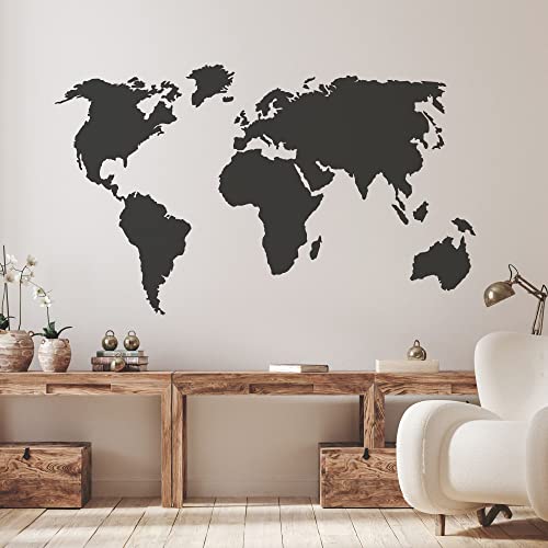 GRAZDesign Wandtattooo Weltkarte, Wandaufkleber Wandsticker mit Kontinenten, Wohnzimmer - 89x50cm / 073 dunkelgrau von GRAZDesign