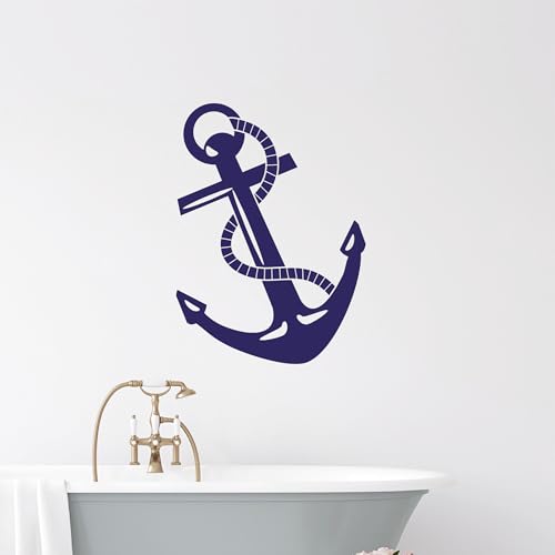 GRAZDesign Wandtattoo Anker maritim Bad Aufkleber für Fliesen Wände Türaufkleber - 69x50cm / 070 schwarz von GRAZDesign