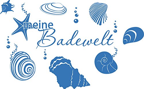 GRAZDesign Wandtattoo Bad Badewelt mit Muscheln Meer | Türaufkleber für Badezimmer, Wellnes - 48x30cm / 053 hellblau von GRAZDesign