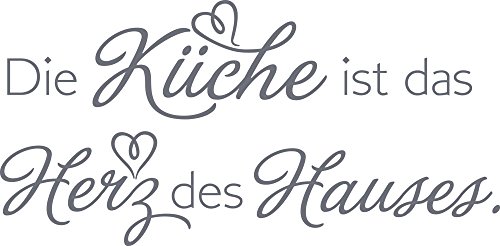 GRAZDesign Wandtattoo Küche ist das Herz des Hauses | Küchenaufkleber selbstklebend Sprüche - 61x30cm / 071 grau von GRAZDesign