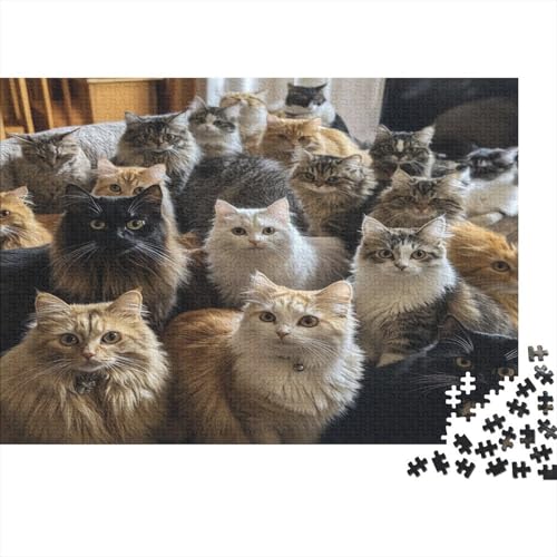 1000 Teile Puzzle Für Erwachsene | Katzen-Kunst 75x50 cm | Herausforderndes Familienpuzzle Ab 14 Jahren Mit Premium-Druck von GRBASNDOU
