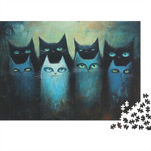 1000 Teile Puzzle Für Erwachsene | Katzen-Kunst 75x50 cm | Herausforderndes Familienpuzzle Ab 14 Jahren Mit Premium-Druck von GRBASNDOU