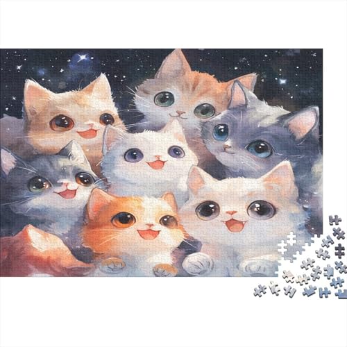 1000 Teile Puzzle Für Erwachsene | Katzen-Kunst 75x50 cm | Herausforderndes Familienpuzzle Ab 14 Jahren Mit Premium-Druck von GRBASNDOU