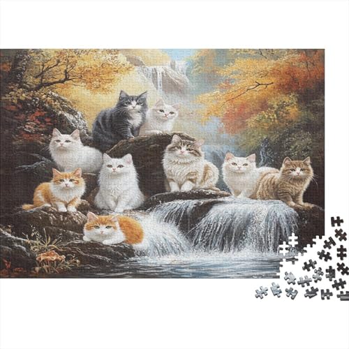 1000 Teile Puzzle Für Erwachsene | Katzen-Kunst 75x50 cm | Herausforderndes Familienpuzzle Ab 14 Jahren Mit Premium-Druck von GRBASNDOU