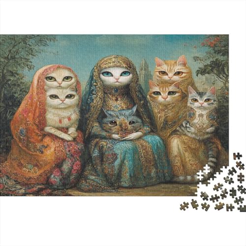 1000 Teile Puzzle Für Erwachsene | Katzen-Kunst 75x50 cm | Herausforderndes Familienpuzzle Ab 14 Jahren Mit Premium-Druck von GRBASNDOU