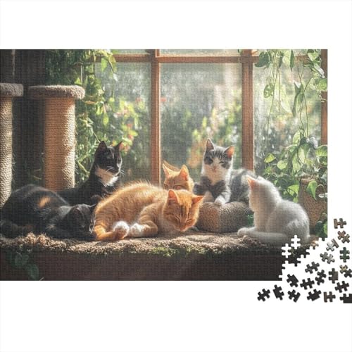 1000 Teile Puzzle Für Erwachsene | Katzen-Kunst 75x50 cm | Herausforderndes Familienpuzzle Ab 14 Jahren Mit Premium-Druck von GRBASNDOU