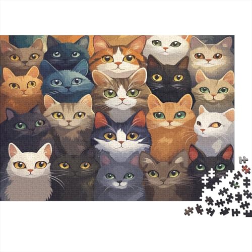 1000 Teile Puzzle Für Erwachsene | Katzen-Kunst 75x50 cm | Herausforderndes Familienpuzzle Ab 14 Jahren Mit Premium-Druck von GRBASNDOU