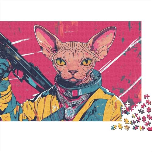 1000 Teile Puzzle Für Erwachsene | Katzen-Kunst 75x50 cm | Herausforderndes Familienpuzzle Ab 14 Jahren Mit Premium-Druck von GRBASNDOU