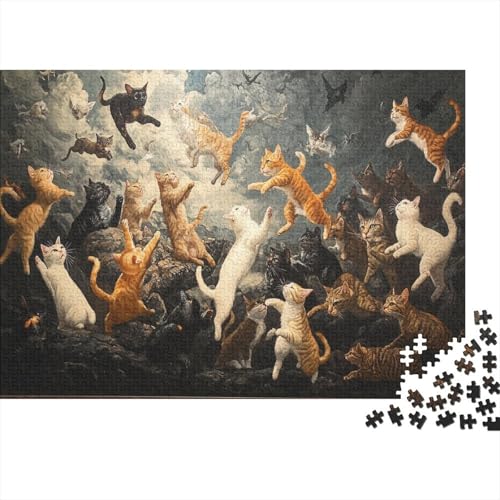 Familienpuzzle 1000 Teile Katzen | XXL 75x50 cm Premium-Set-Puzzle | Erwachsenenrätsel Ab 14 Jahre Mit Farbenfrohem Artwork von GRBASNDOU