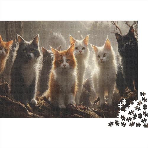 Familienpuzzle 1000 Teile Katzen | XXL 75x50 cm Premium-Set-Puzzle | Erwachsenenrätsel Ab 14 Jahre Mit Farbenfrohem Artwork von GRBASNDOU