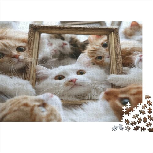 Familienpuzzle 1000 Teile Katzen | XXL 75x50 cm Premium-Set-Puzzle | Erwachsenenrätsel Ab 14 Jahre Mit Farbenfrohem Artwork von GRBASNDOU