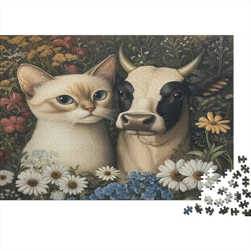 Familienpuzzle 1000 Teile Katzen | XXL 75x50 cm Premium-Set-Puzzle | Erwachsenenrätsel Ab 14 Jahre Mit Farbenfrohem Artwork von GRBASNDOU