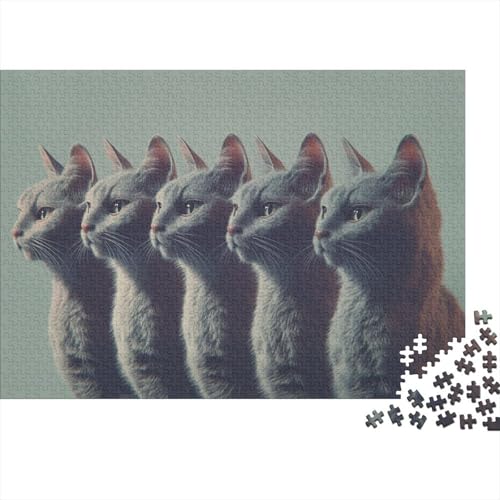 Katzen-Kunstwerk Puzzle 1000 Teile | 75x50 cm Großformat Rätselspiel | Erwachsenenpuzzle Ab 14 Jahre Mit Hochwertigem Tiermotiv von GRBASNDOU
