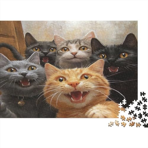 Katzen-Kunstwerk Puzzle 1000 Teile | 75x50 cm Großformat Rätselspiel | Erwachsenenpuzzle Ab 14 Jahre Mit Hochwertigem Tiermotiv von GRBASNDOU