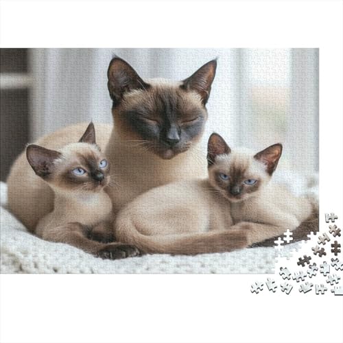 Katzen-Kunstwerk Puzzle 1000 Teile | 75x50 cm Großformat Rätselspiel | Erwachsenenpuzzle Ab 14 Jahre Mit Hochwertigem Tiermotiv von GRBASNDOU