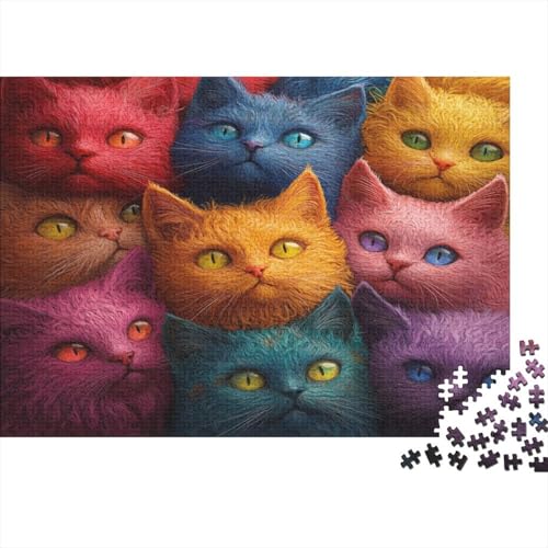 Katzen-Kunstwerk Puzzle 1000 Teile | 75x50 cm Großformat Rätselspiel | Erwachsenenpuzzle Ab 14 Jahre Mit Hochwertigem Tiermotiv von GRBASNDOU