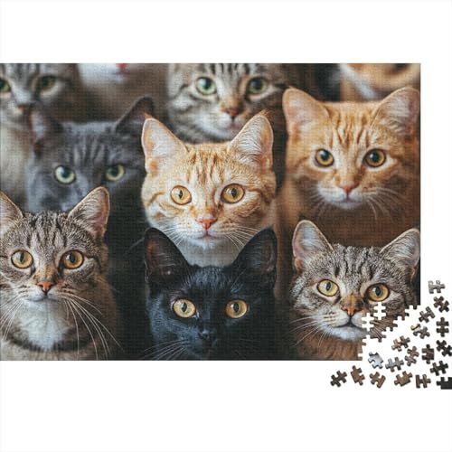 Katzen-Kunstwerk Puzzle 1000 Teile | 75x50 cm Großformat Rätselspiel | Erwachsenenpuzzle Ab 14 Jahre Mit Hochwertigem Tiermotiv von GRBASNDOU