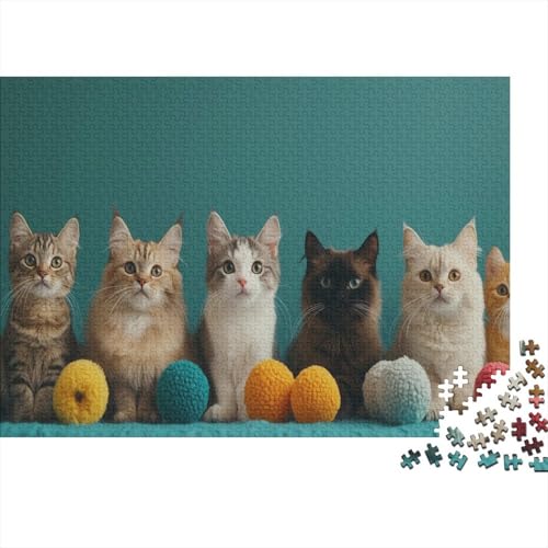 Katzen-Kunstwerk Puzzle 1000 Teile | 75x50 cm Großformat Rätselspiel | Erwachsenenpuzzle Ab 14 Jahre Mit Hochwertigem Tiermotiv von GRBASNDOU