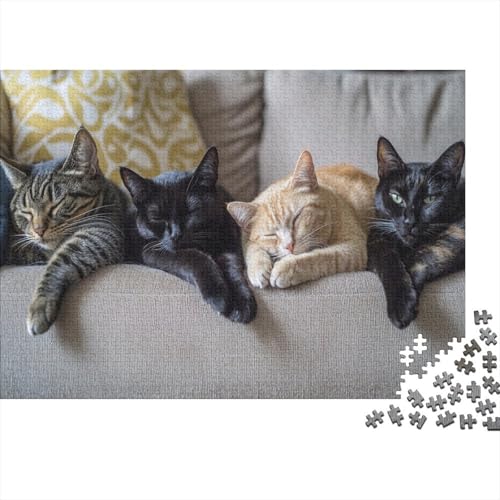 Katzen-Kunstwerk Puzzle 1000 Teile | 75x50 cm Großformat Rätselspiel | Erwachsenenpuzzle Ab 14 Jahre Mit Hochwertigem Tiermotiv von GRBASNDOU