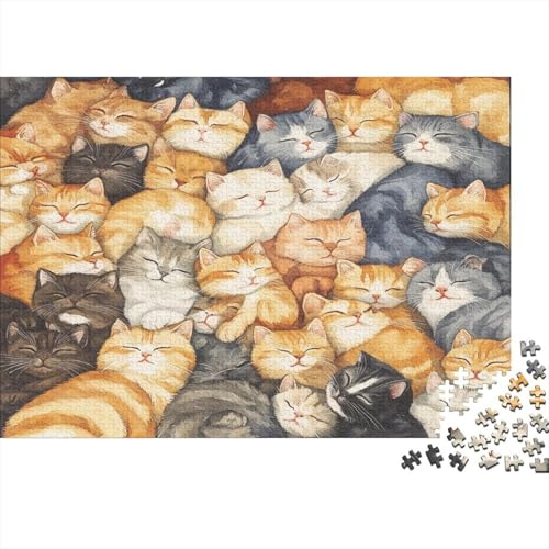 Katzen-Kunstwerk Puzzle 1000 Teile | 75x50 cm Großformat Rätselspiel | Erwachsenenpuzzle Ab 14 Jahre Mit Hochwertigem Tiermotiv von GRBASNDOU