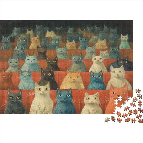 Katzen-Kunstwerk Puzzle 1000 Teile | 75x50 cm Großformat Rätselspiel | Erwachsenenpuzzle Ab 14 Jahre Mit Hochwertigem Tiermotiv von GRBASNDOU