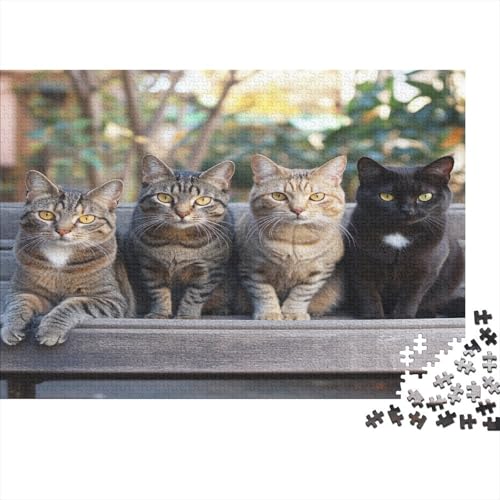 Katzen-Kunstwerk Puzzle 1000 Teile | 75x50 cm Großformat Rätselspiel | Erwachsenenpuzzle Ab 14 Jahre Mit Hochwertigem Tiermotiv von GRBASNDOU