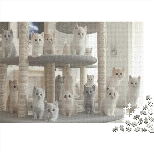Katzen-Kunstwerk Puzzle 1000 Teile | 75x50 cm Großformat Rätselspiel | Erwachsenenpuzzle Ab 14 Jahre Mit Hochwertigem Tiermotiv von GRBASNDOU