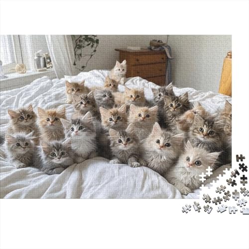 Katzen-Kunstwerk Puzzle 1000 Teile | 75x50 cm Großformat Rätselspiel | Erwachsenenpuzzle Ab 14 Jahre Mit Hochwertigem Tiermotiv von GRBASNDOU