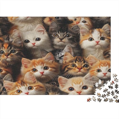 Katzen-Kunstwerk Puzzle 1000 Teile | 75x50 cm Großformat Rätselspiel | Erwachsenenpuzzle Ab 14 Jahre Mit Hochwertigem Tiermotiv von GRBASNDOU