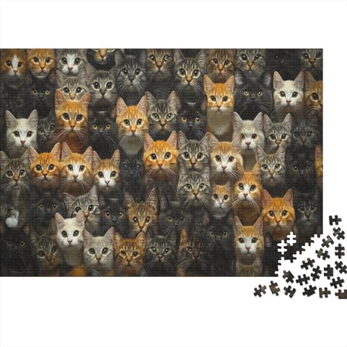 Katzen-Kunstwerk Puzzle 1000 Teile | 75x50 cm Großformat Rätselspiel | Erwachsenenpuzzle Ab 14 Jahre Mit Hochwertigem Tiermotiv von GRBASNDOU