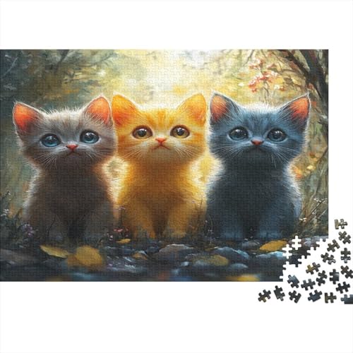 Katzen-Kunstwerk Puzzle 1000 Teile | 75x50 cm Großformat Rätselspiel | Erwachsenenpuzzle Ab 14 Jahre Mit Hochwertigem Tiermotiv von GRBASNDOU