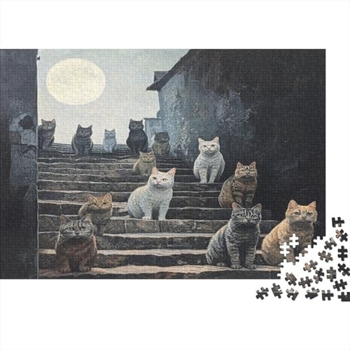 Kunstpuzzle 1000 Teile Katzenmotiv | 75x50 cm Großformat Für Erwachsene Ab 14 | Hochwertiges Legespiel Mit Naturdesign von GRBASNDOU