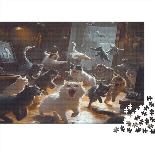 Kunstpuzzle 1000 Teile Katzenmotiv | 75x50 cm Großformat Für Erwachsene Ab 14 | Hochwertiges Legespiel Mit Naturdesign von GRBASNDOU